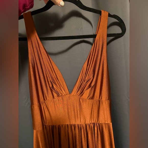 Elegant Burnt Orange Long Dress - Picture 4 of 6